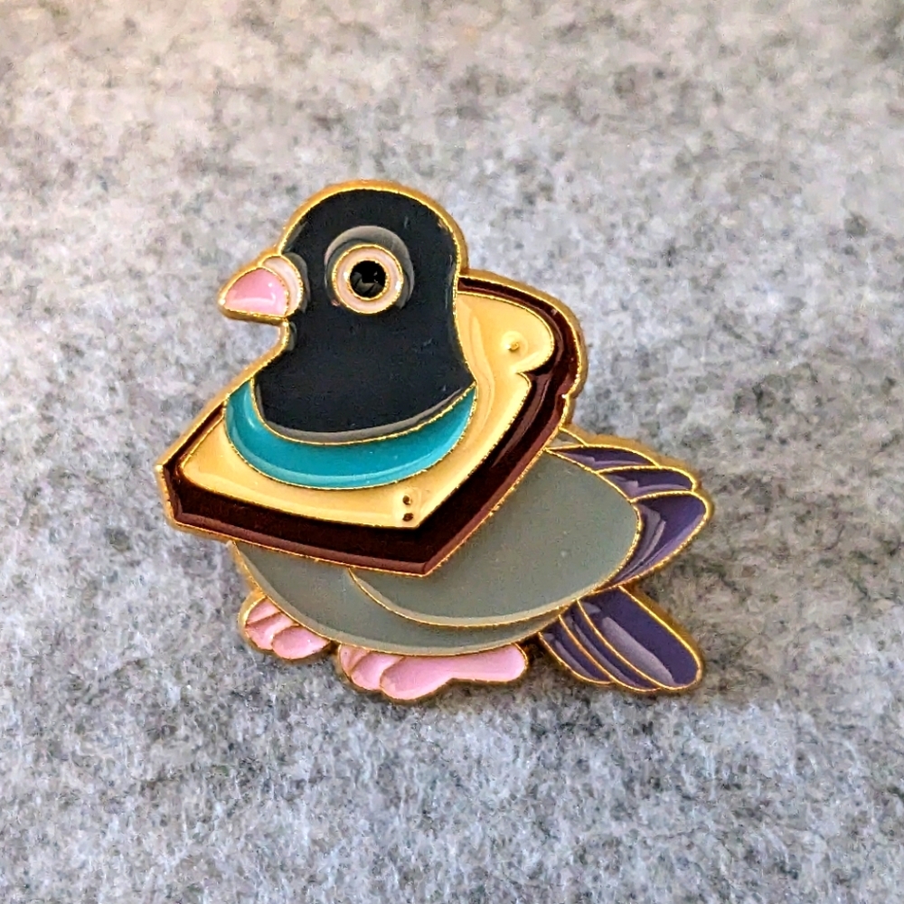 Ridiculous Pigeon with Bread Necklace Pin